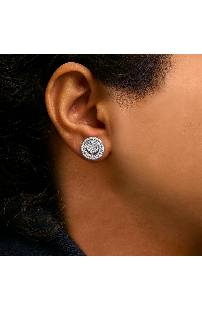 Haus of Brilliance 14K Gold 1 3/8 Cttw Diamond Cluster and Double Halo Stud Earring, Alternate, color, White