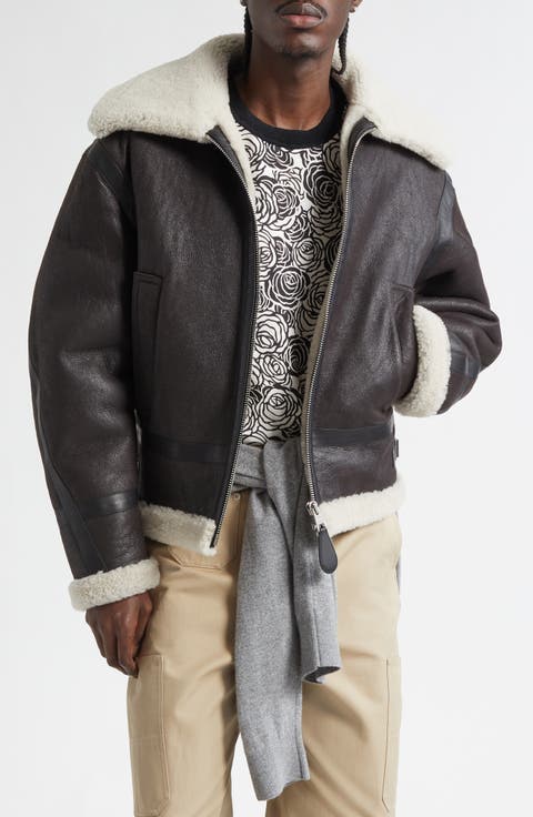 Genuine Shearling Liner Bomber Jacket