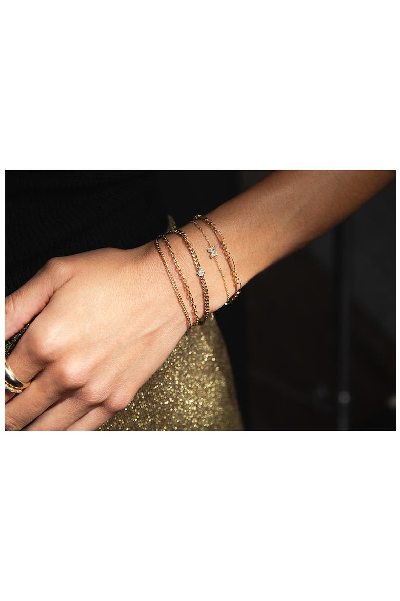 14K Gold Paper Clip Station Chain Bracelet, Alternate, color, YELLOW GOLD