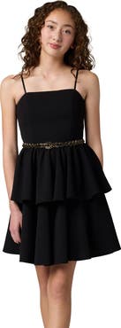 Un Deux Trois Tiered Dress with Rhinestone Belt
