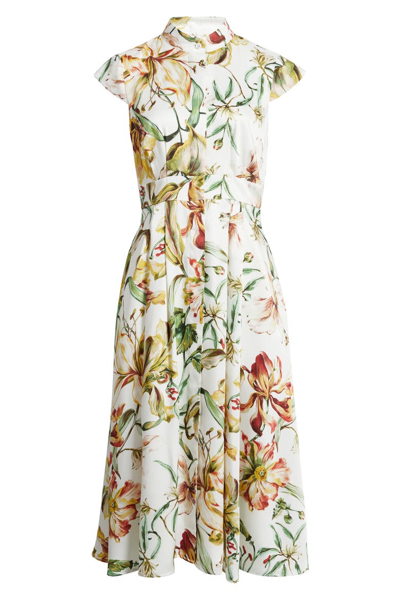 Floral Cap Sleeve Shirtdress, Alternate, color, IVORY MULTI