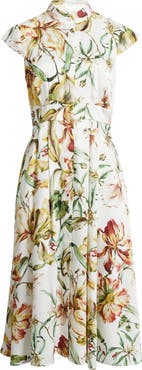 Tahari ASL Floral Cap Sleeve Shirtdress