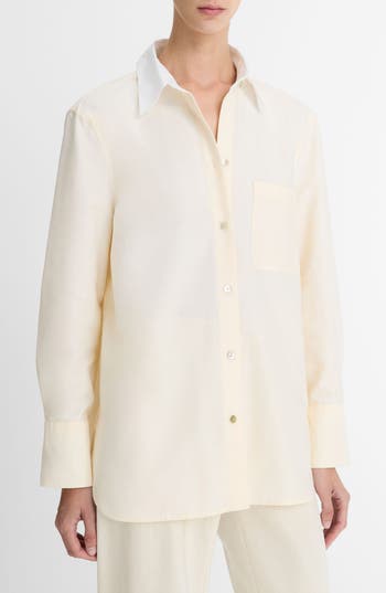 Vince Contrast Collar Oxford Button-up Shirt