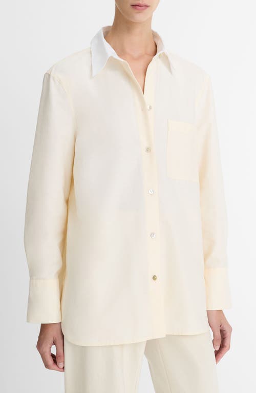 Vince Contrast Collar Oxford Button-up Shirt In Butter