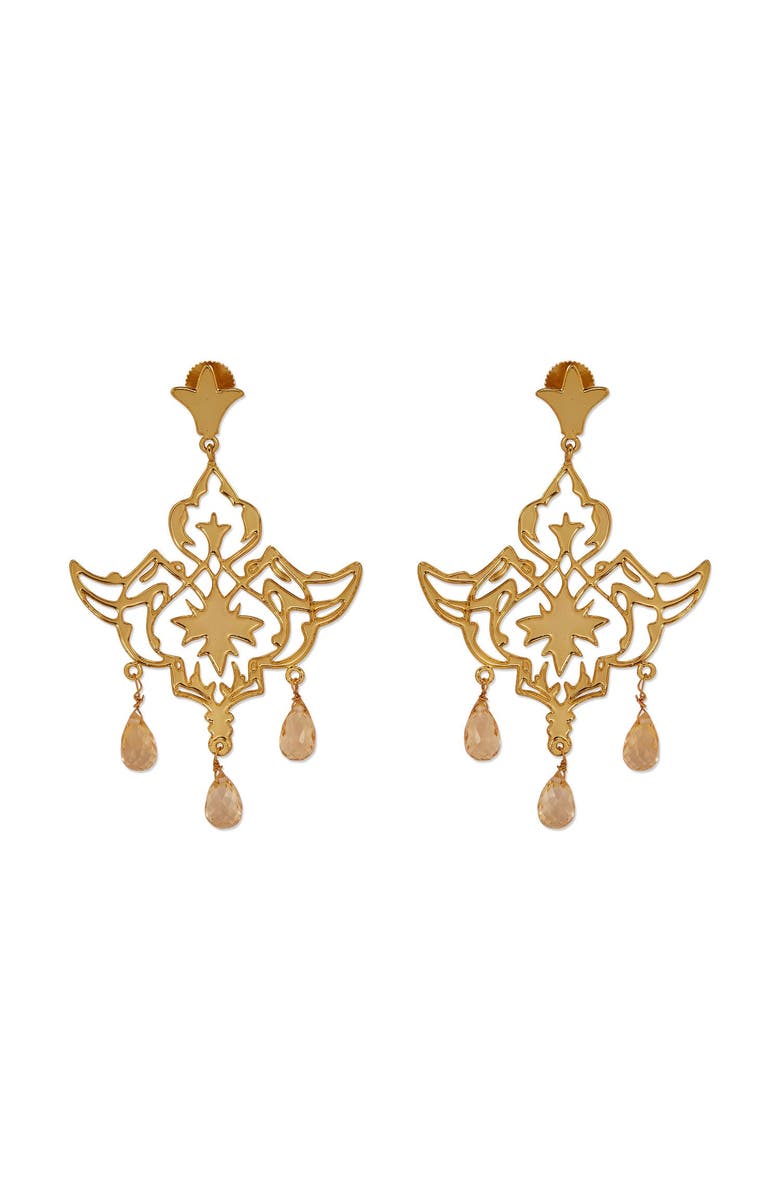 Dhwani Bansal MIR CITRINE DROPS, Main, color, Gold Plated