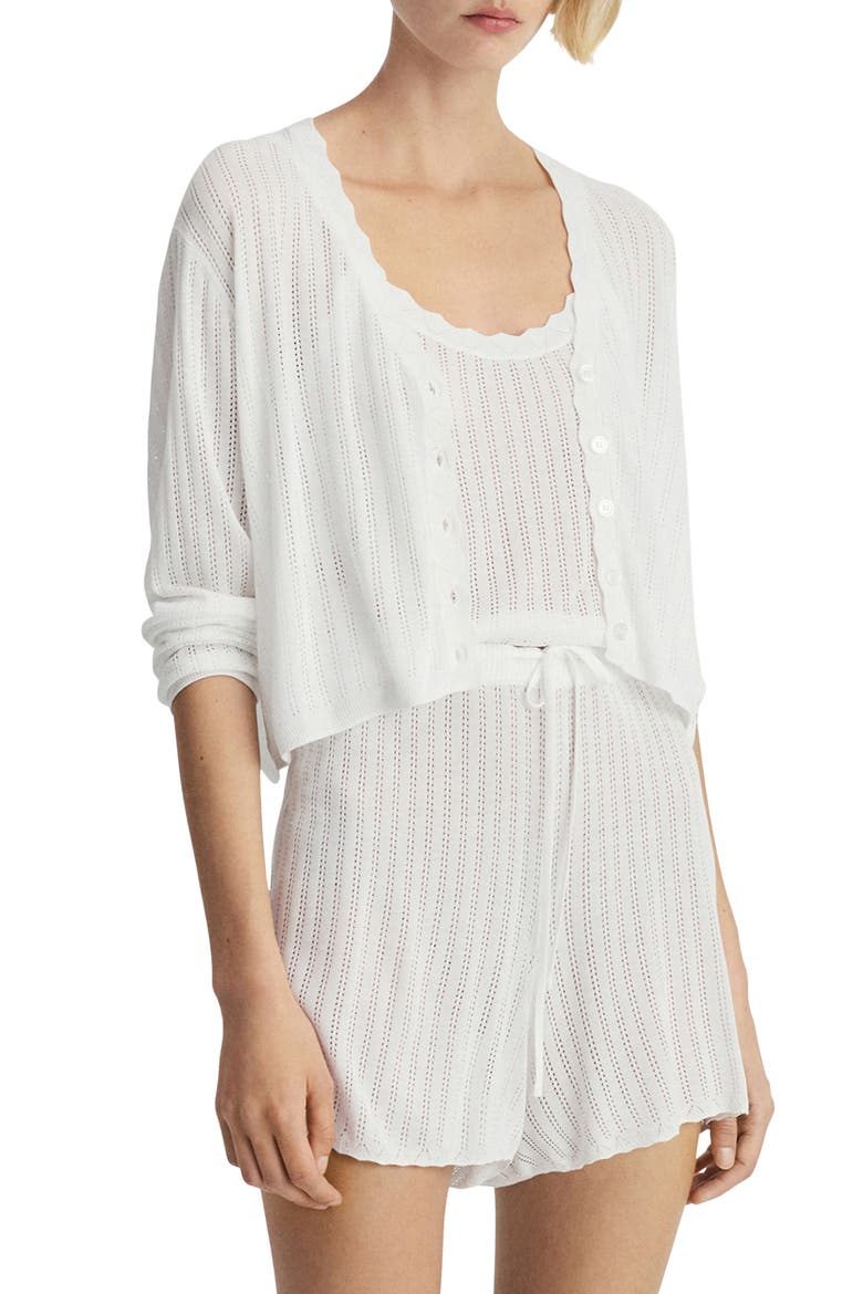 Pointelle Pajama Cardigan, Main, color, WHITE