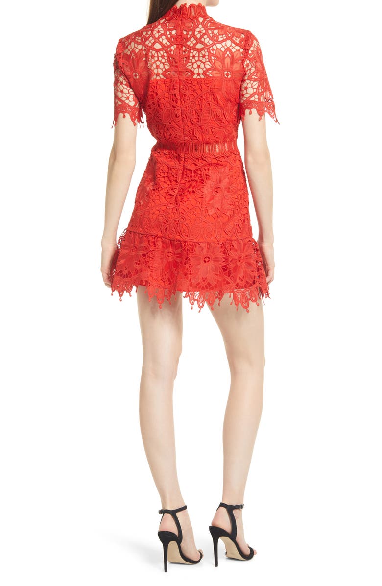 Saylor Vreni Short Sleeve Lace Minidress, Alternate, color,