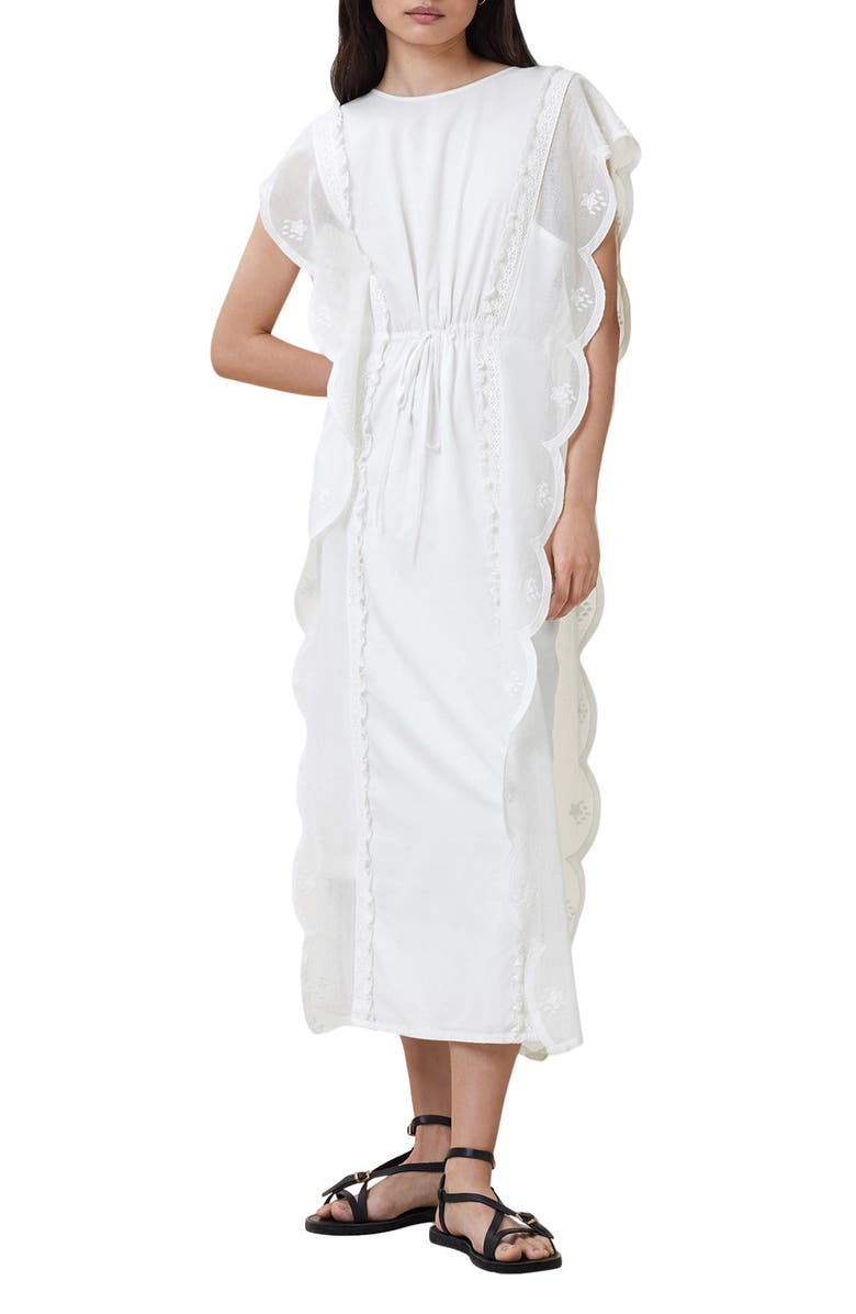 AllSaints Ola Flutter Sleeve Scallop Dress, Main, color, 