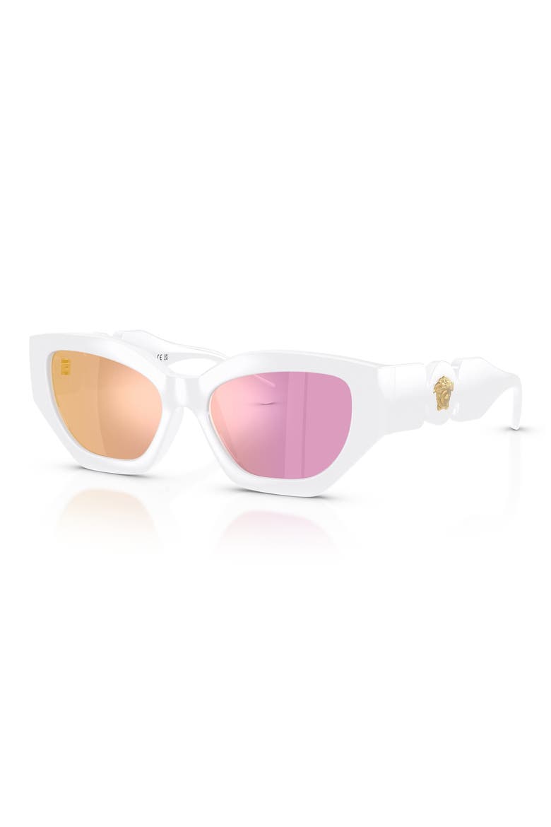 Kids' 48mm Irregular Sunglasses, Alternate, color, WHITE / PINK MIRROR ROSE GOLD