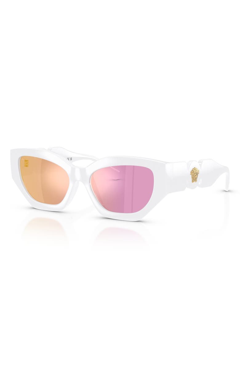 Versace Kids' 48mm Irregular Sunglasses, Alternate, color, White / Pink Mirror Rose Gold