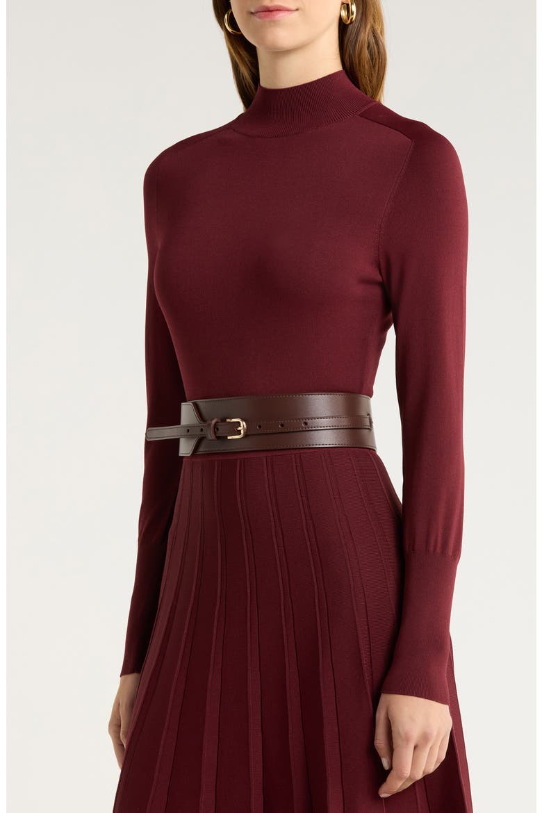 Alicia Long Sleeve Belted Sweater Dress, Alternate, color, RASPBERRY RED