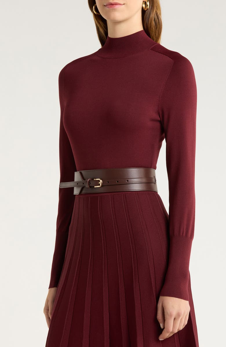 Reiss Alicia Long Sleeve Belted Sweater Dress, Alternate, color, Raspberry Red