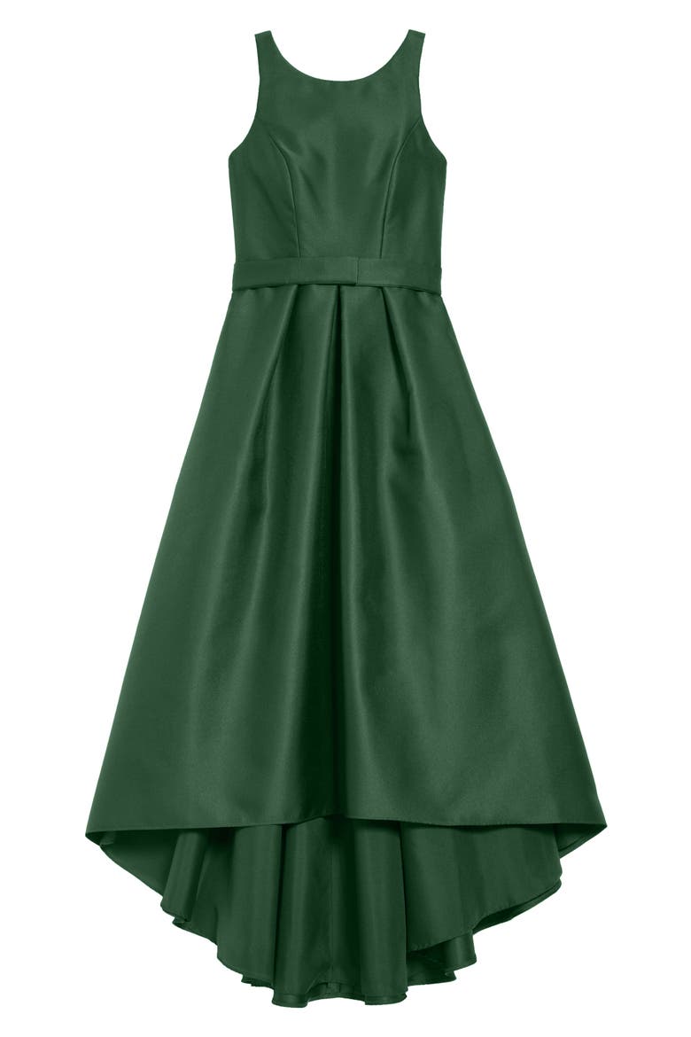 High/Low Junior Bridesmaid Dress, Main, color, HUNTER
