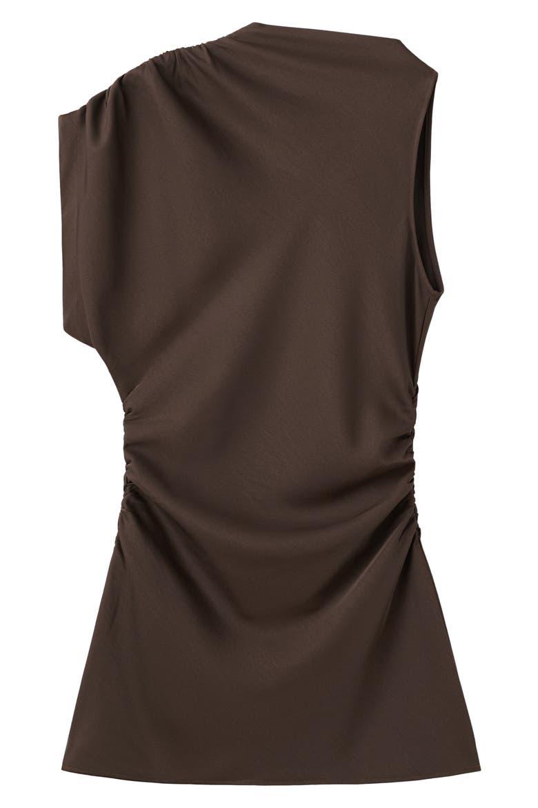 Side Ruched Asymmetric Dress, Main, color, BROWN