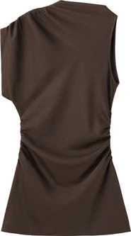 MANGO Side Ruched Asymmetric Dress