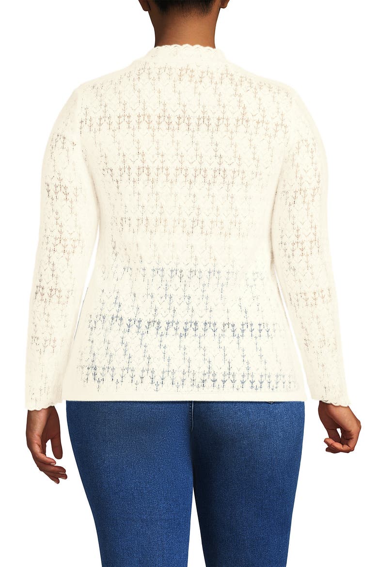 Plus Size Long Sleeve Brushed Lace Mock Neck Top, Alternate, color, Ivory