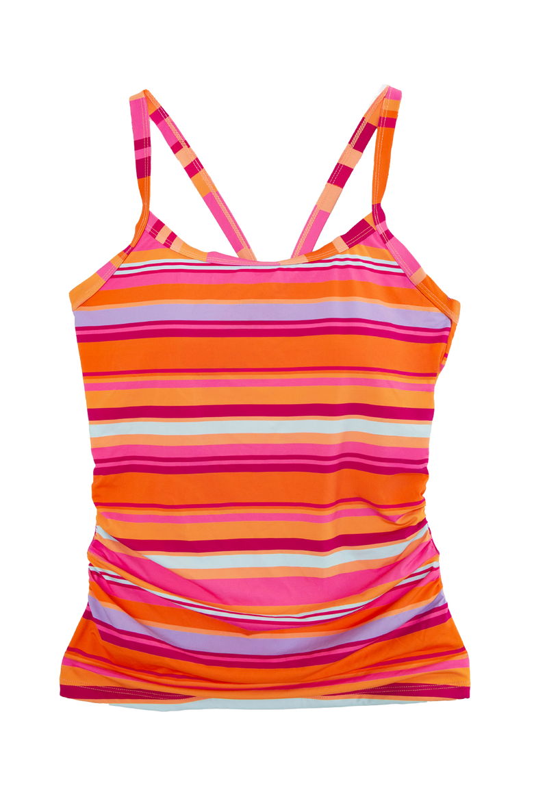 Scoop Neck Tankini, Alternate, color, Sunset Stripe