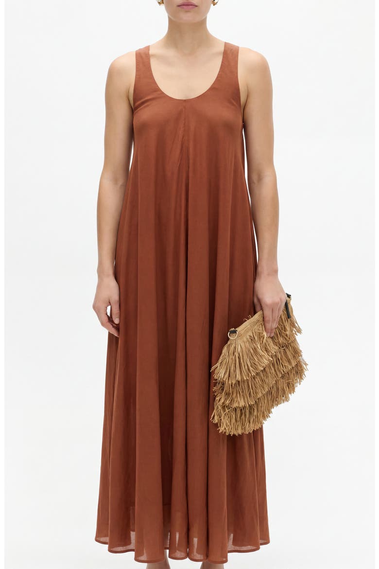 Volume Sleeveless Maxi Dress, Alternate, color, CHESTNUT BROWN