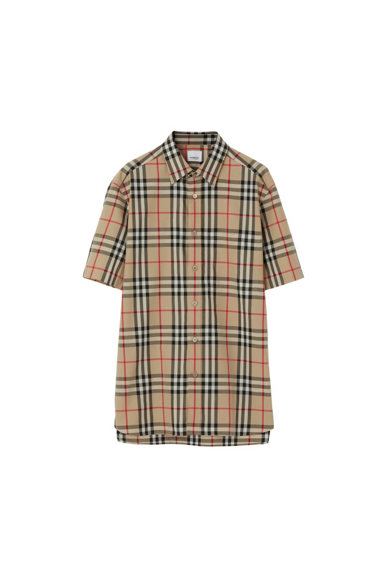 Classic Fit Check Cotton Shirt, Alternate, color, Archive beige
