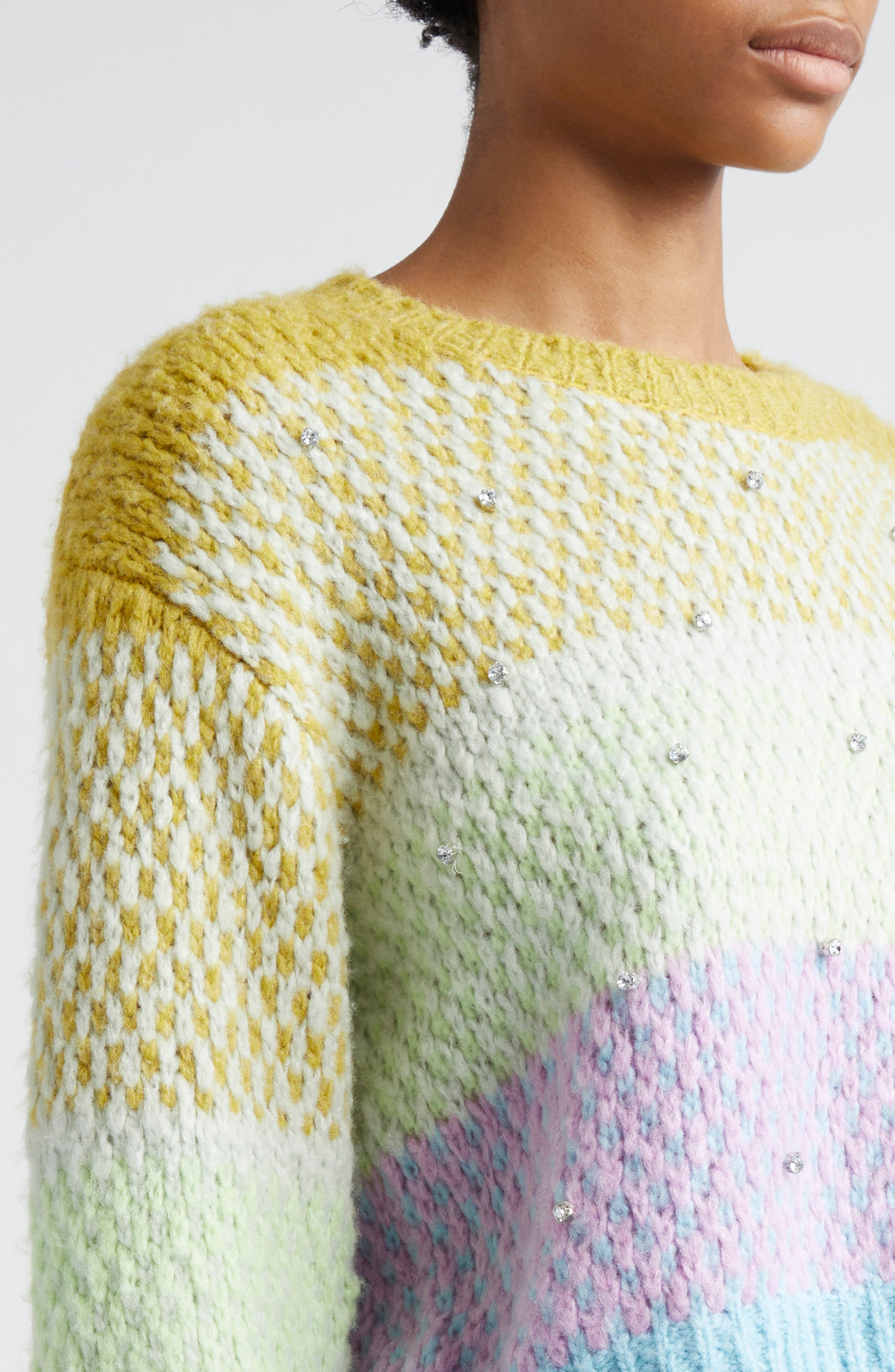 Caspar Ombré Stripe Crewneck Sweater