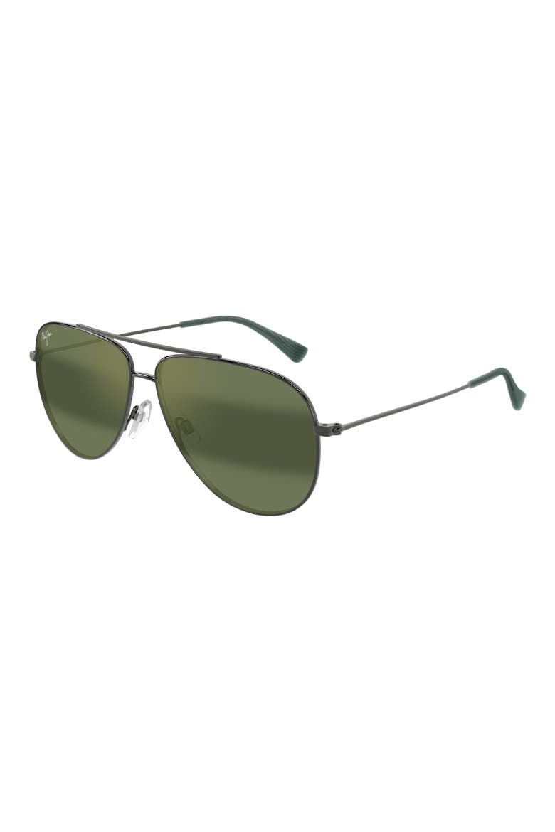 Hauoli 59mm PolarizedPlus2® Aviator Sunglasses, Alternate, color, SILVER/ MAUI HT