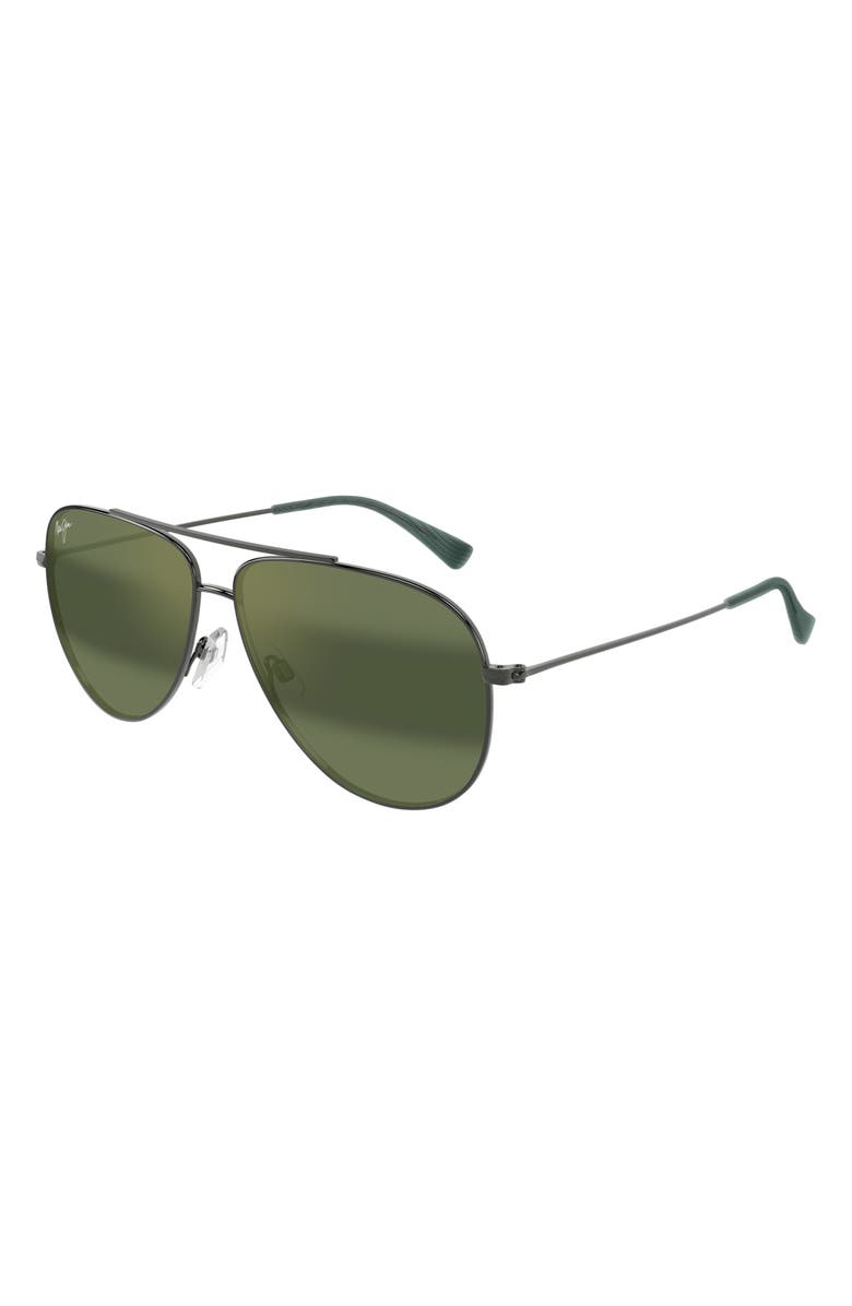 Maui Jim Hauoli 59mm PolarizedPlus2<sup>®</sup> Aviator Sunglasses, Alternate, color, Silver/ Maui Ht
