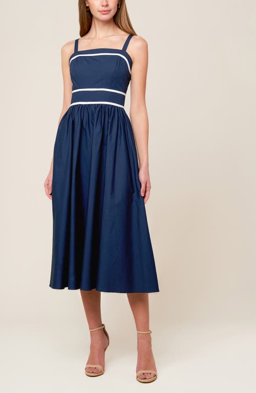 Shop Flying Tomato Contrast Stripe Midi Dress In Navy