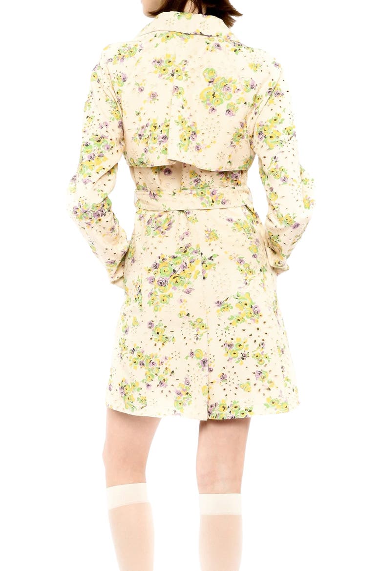 Rosies Posies Eyelet Trench Coat, Alternate, color, Lavender Multi