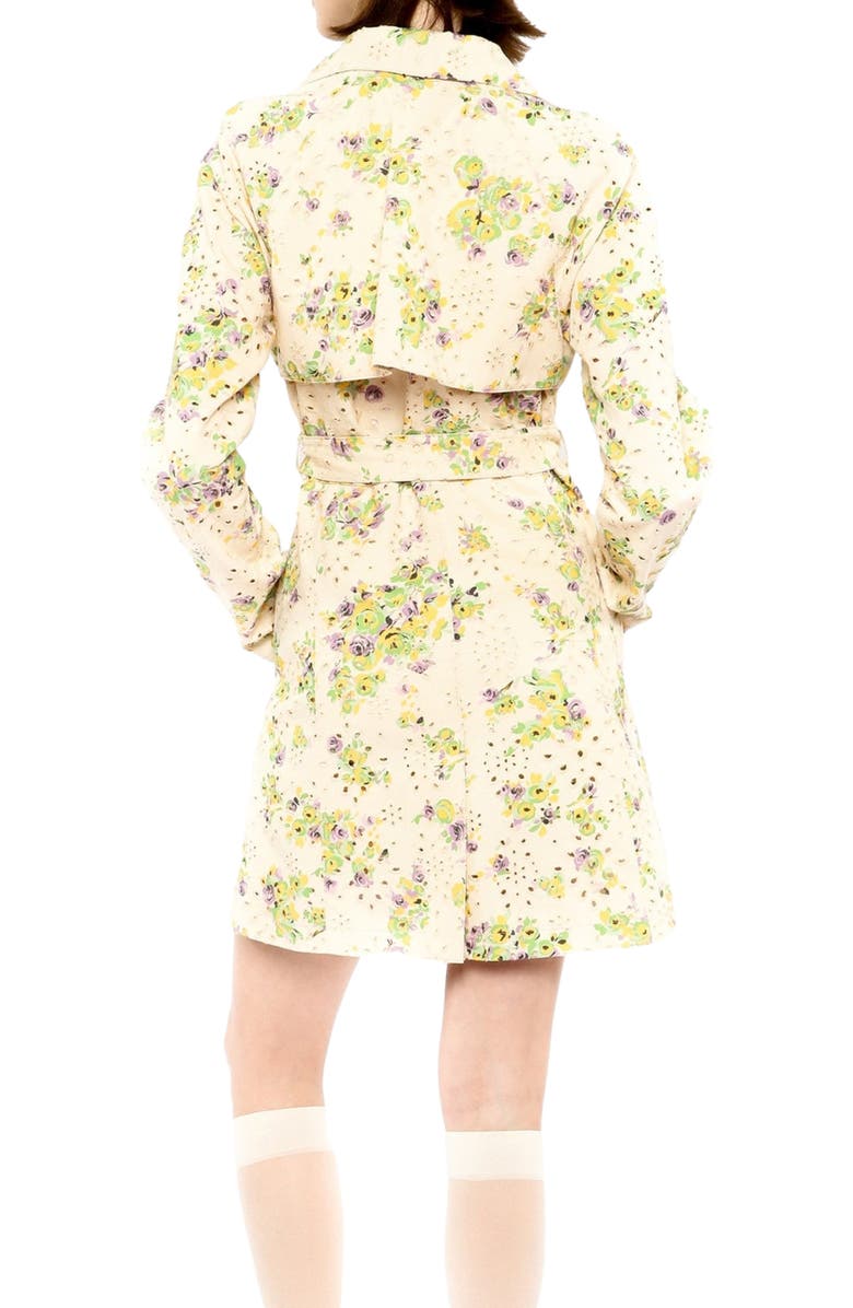 Anna Sui Rosies Posies Eyelet Trench Coat, Alternate, color, Lavender Multi