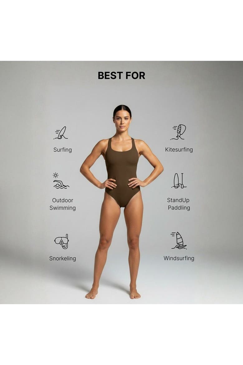 Nerida Scoop Neck Swimsuit - Women's, Alternate, color, Coffee