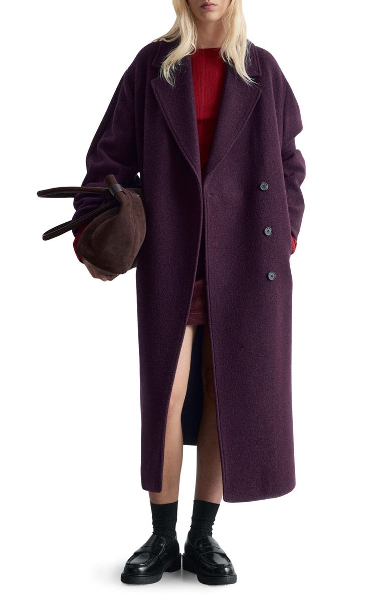 & Other Stories Belted Wool Wrap Coat, Main, color, Red Dark