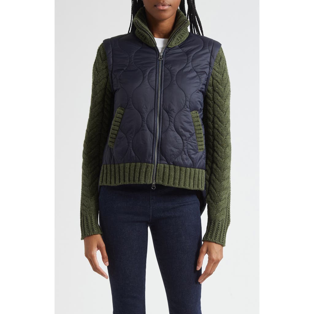 Veronica Beard Patra Quilted Mixed Media Wool Blend Jacket In Blue