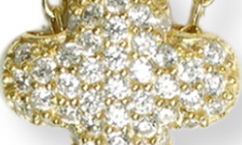 Argento Vivo Sterling Silver Pavé Cubic Zirconia Mini Clover Pendant Necklace In Gold