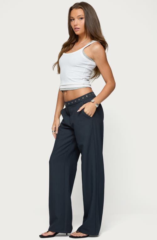 Edikted Ayve Eyelet Straight Leg Pants In Blue