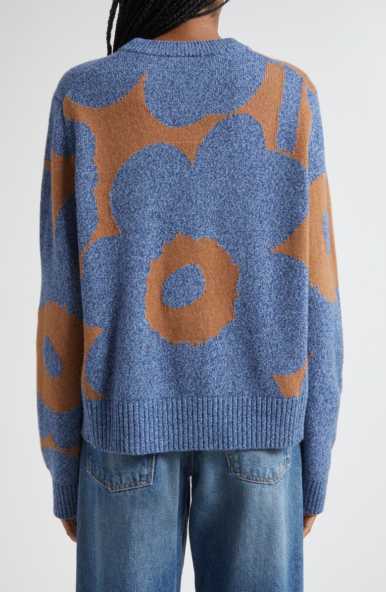 Marimekko Crewneck Cotton Sweater, Alternate, color, Blue, Brown