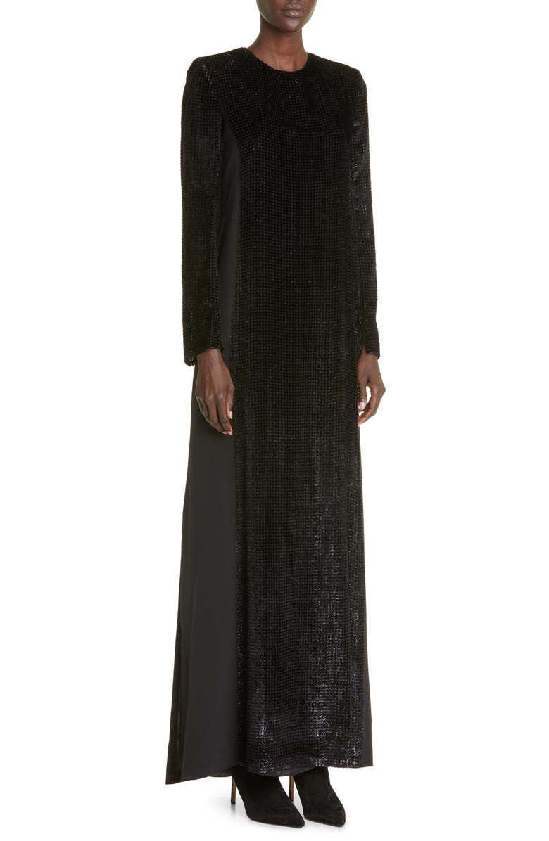 Akris Grid Devoré Sheath Gown, Alternate, color,