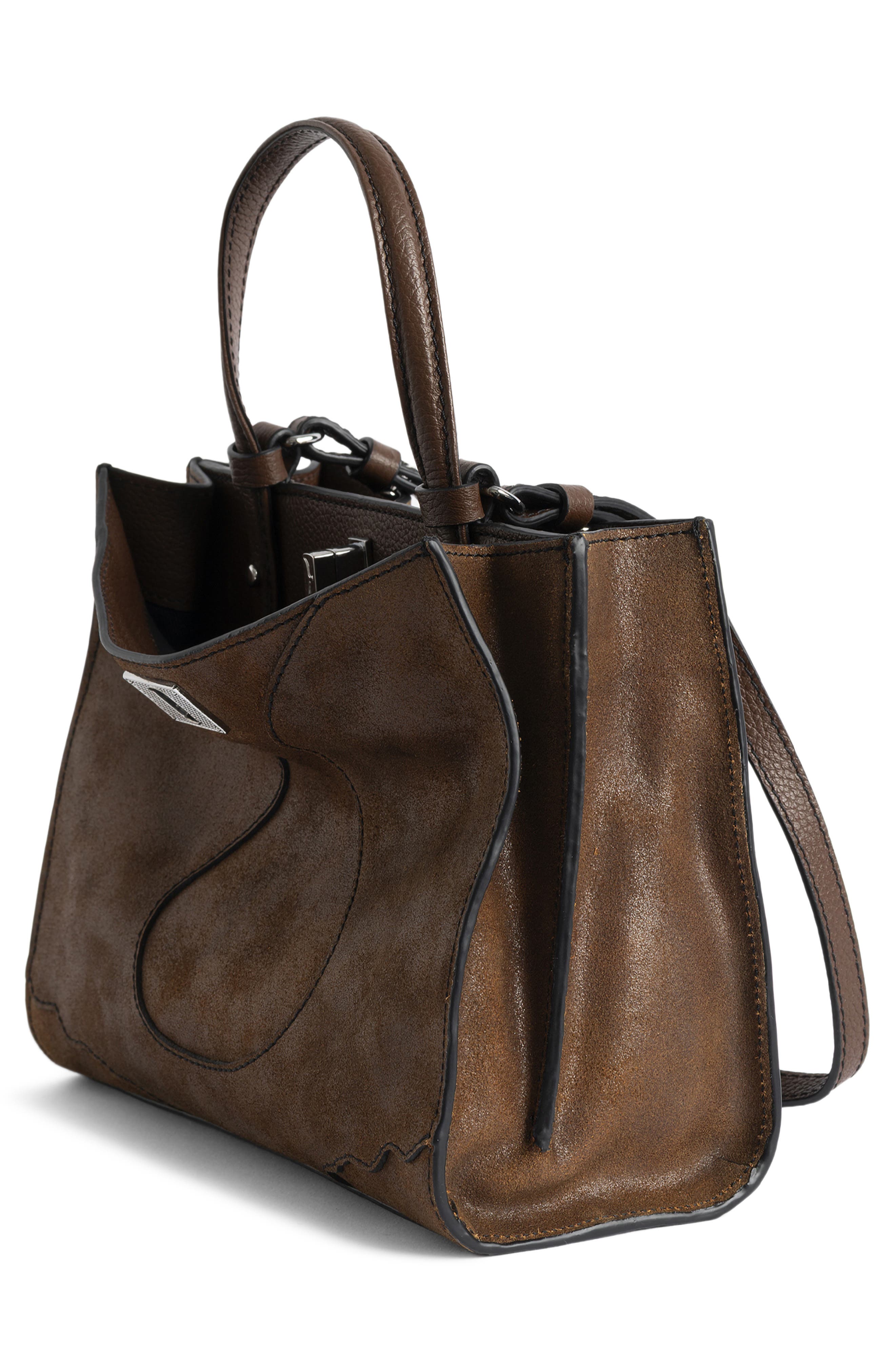 Zadig & Voltaire Jack Nano Waxy Suede Shoulder Bag, Alternate, color, Wood