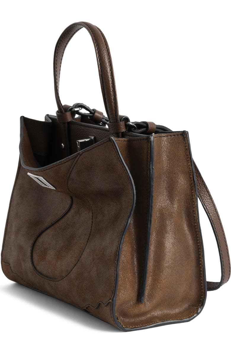 Zadig & Voltaire Jack Nano Waxy Suede Shoulder Bag, Alternate, color, Wood