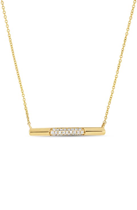 Audrey Diamond Bar Pendant Necklace