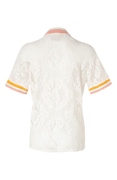 Maaji Flowery Lana Open Knit Cover-up Shirt In Beige Overflow