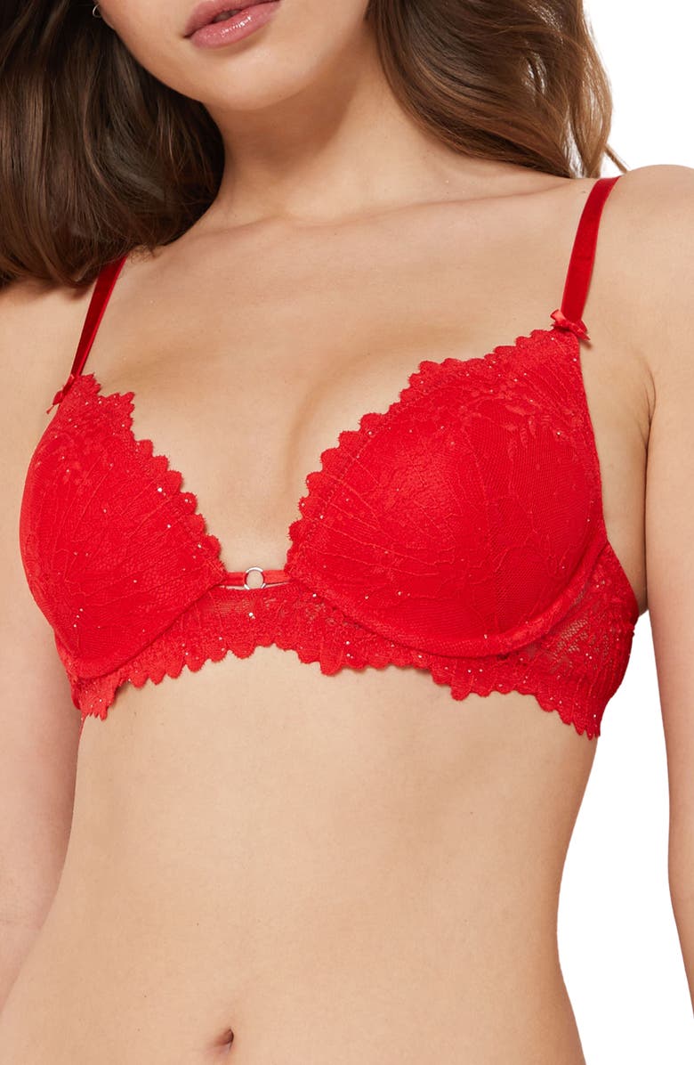 Etam Instant No. 2 Underwire Plunge Push-Up Bra, Main, color, 