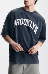 Brooklyn Industries Loose Fit Collegiate Logo Cotton Graphic T-Shirt