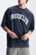 Brooklyn Industries Loose Fit Collegiate Logo Cotton Graphic T-Shirt