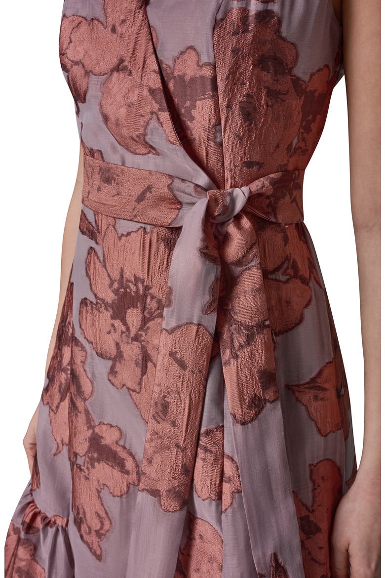 Faux Wrap Midi Dress, Alternate, color, DESERT CLAY