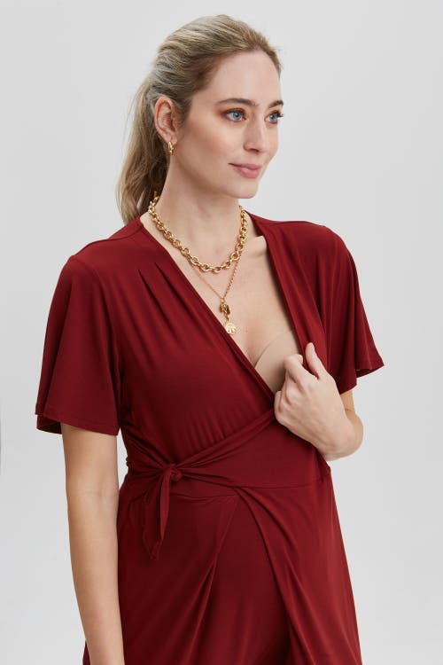 Nom Maternity Lucia Jersey Maternity Jumpsuit In Burgundy