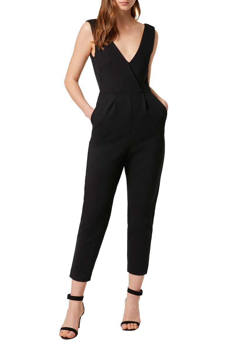 Marie Surplice Jumpsuit, Main, color, BLACK