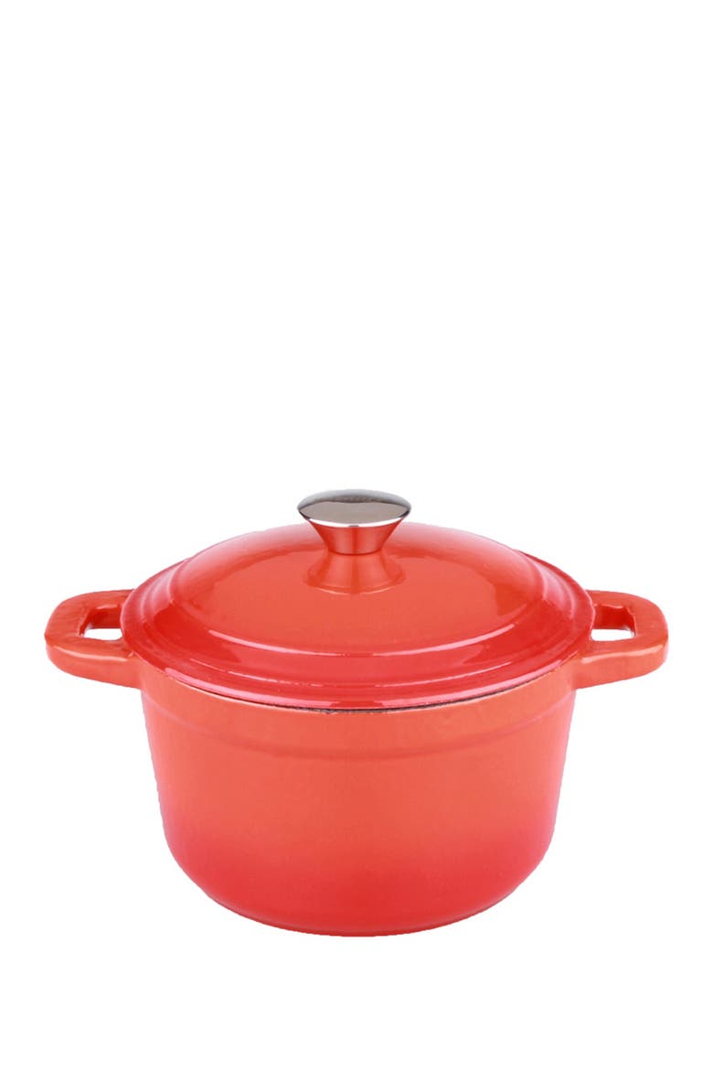 Cast Iron Orange 7 Qt. Covered Stockpot, Main, color, ORANGE