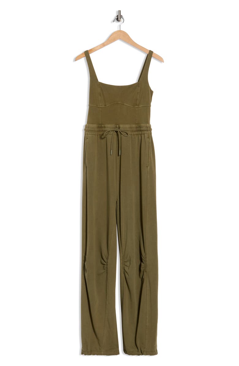 Free People FP Movement Inbound Stretch Cotton Jumpsuit, Alternate, color, Evergreen