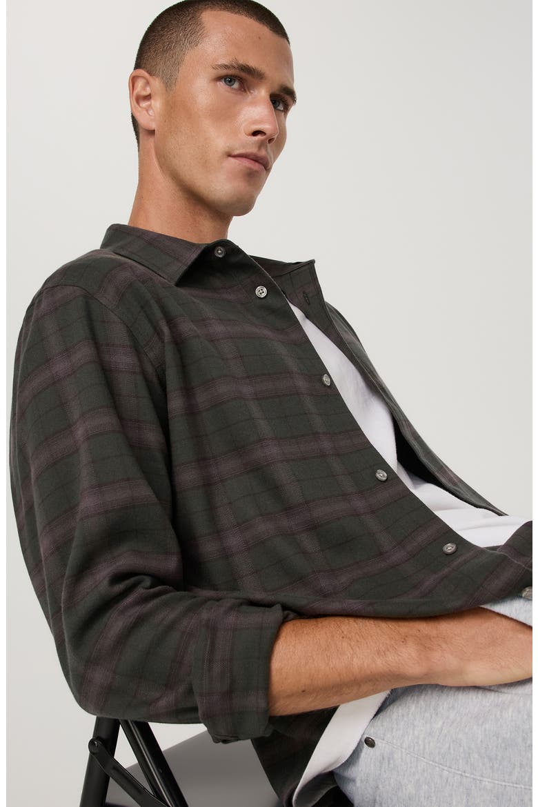 Long Sleeve Midweight Flannel Shirt, Alternate, color, HUNTER GREEN