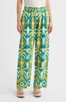 FARM Rio Tropical Tapestry Wide Leg Linen Blend Pants